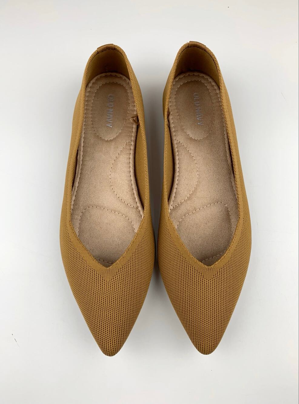 Old Navy Pointed Toe Knit Flats Ancient Gold Brown Slip On Shoes Women's 9